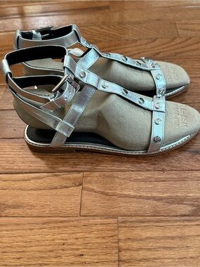 Rebecca Minkoff Womens Sandy Silver Leather Gladiator Sandal Size 6.5